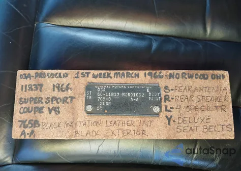 1966 Chevrolet Nova from USA, damaged, VIN 118376N145875